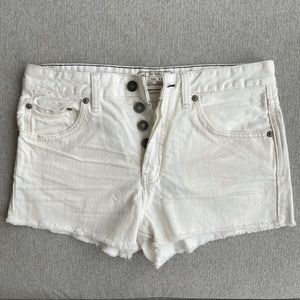 Free People White Denim Button Cutoff Shorts